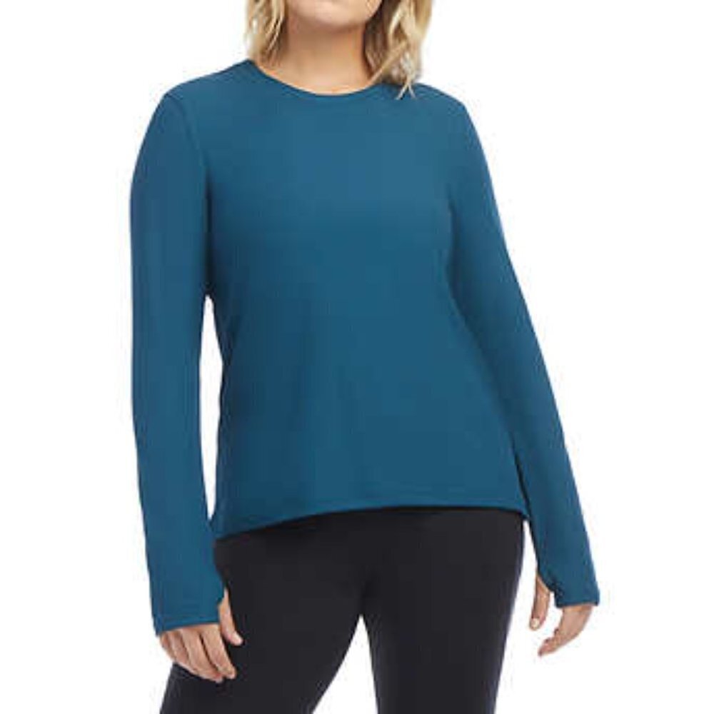 NWOT Danskin Ribbed Long Sleeve Top | Teal - Picture 6 of 9